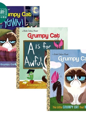 Grumpy Cat 英文不爽猫小金书3册 字母启蒙ABC A Is for Awful 睡前故事书Yawn Bedtime Story Christy Webster 又日新