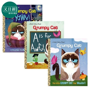 字母启蒙ABC 又日新 Webster 睡前故事书Yawn Cat 英文不爽猫小金书3册 Bedtime Christy Grumpy for Story Awful