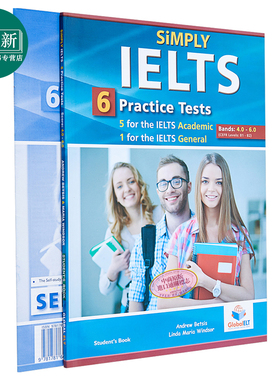 SiMPLY IELTS 5 Academic & 1 General  Practice Tests GLOBAL ELT入门级雅思5+1自学套装 含答案 12岁以上