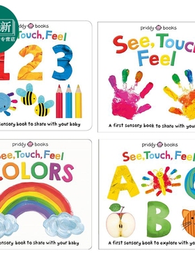 Roger Priddy 罗杰彼蒂 See Touch Feel 启蒙感觉4册 数字123 字母ABC 颜色Colors 英文原版纸板书 亲子儿童绘本 又日新
