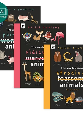 Philip Bunting 世界上残暴可笑没用的动物 儿童科普绘本3册套装 The Worlds Most Animals 知识图画书 英文原版 又日新