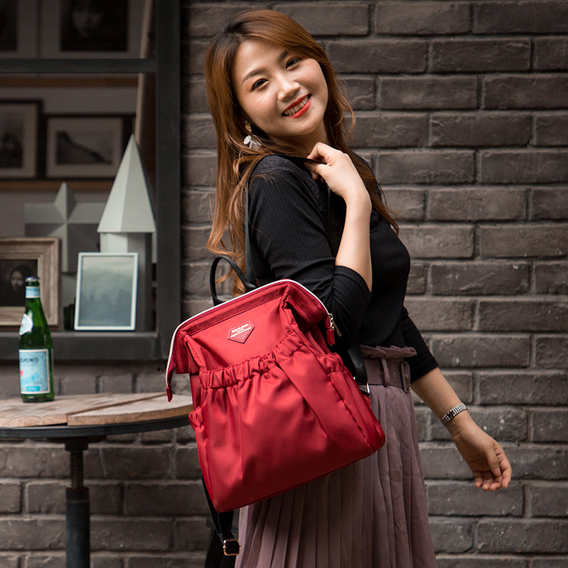 walk onearth日系中年女士双肩包妈妈包背包简约百搭学生补课书包