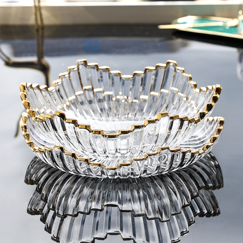 水晶玻璃果盘北欧轻奢客厅茶几