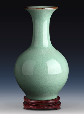 景德镇陶瓷花瓶中式复古粉彩梅花花瓶冬瓜瓶家居陶瓷工艺品摆件