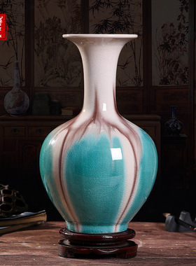 素三彩窑变陶瓷器景德镇陶瓷装饰花瓶家居客厅中式工艺品摆件手工