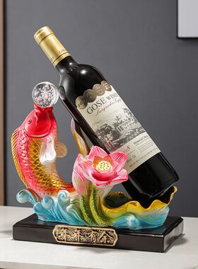 年年有余酒架酒柜装饰品摆件新中式客厅办公室电视柜荷花鲤鱼摆设