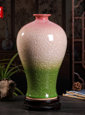 裂釉玉片陶瓷花瓶赏瓶 景德镇瓷器家居客厅装饰 中式博古架摆件
