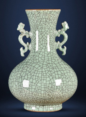 景德镇陶瓷现代仿古官窑冰裂纹花瓶博古架装饰中式家居工艺品摆件