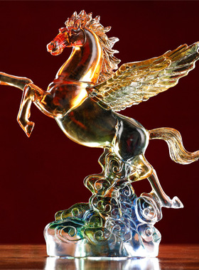 琉璃工艺品马到成功马年飞马宝马办公室桌摆件银行保险开门红礼品