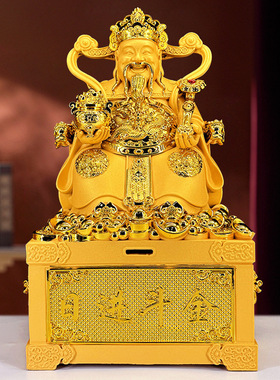 绒沙金摆件沙金财神家居摆件日进斗金财神树脂工艺品跨境外贸出口