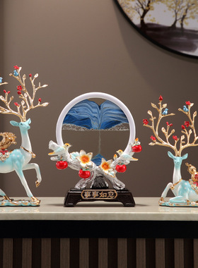 客厅电视柜酒柜流沙画沙漏鹿摆件玄关装饰品乔迁新居礼品结婚礼物