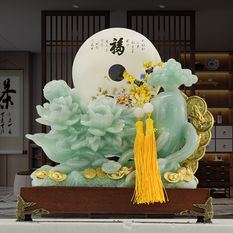 人生如意摆件玉石平安扣客厅办公室酒柜装饰乔迁新居公司开业礼品