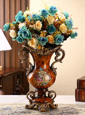 欧式复古花瓶摆件客厅插花轻奢高档美式电视柜玄关装饰品干花花艺
