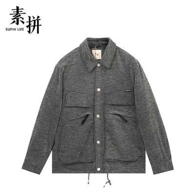 素拼男装冬装休闲潮流翻领夹克棉服外套SPAMY357770AM