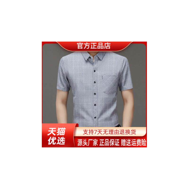 青澜之嘉父亲节礼物男士衬衫格子商务男装夏装上衣薄款衬衣带口袋