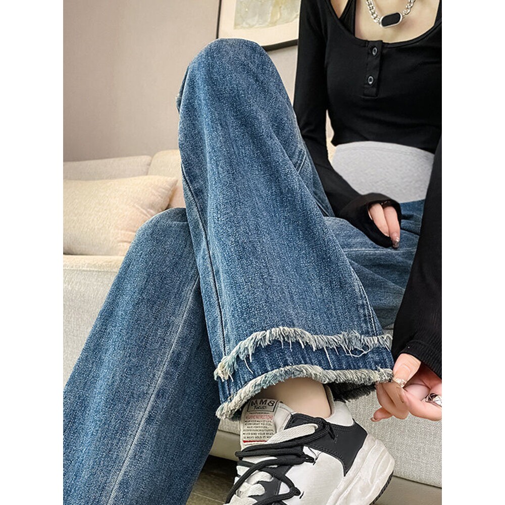Next kiss孕妇裤子春秋款外穿大码直筒阔腿裤孕早期牛仔裤孕妇装