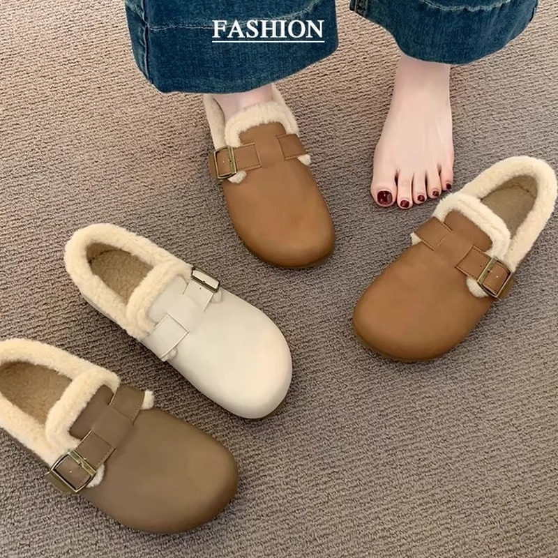 英国DHWA孕妇勃肯鞋2025新款秋冬季加绒时尚一脚蹬雪地靴豆豆棉鞋