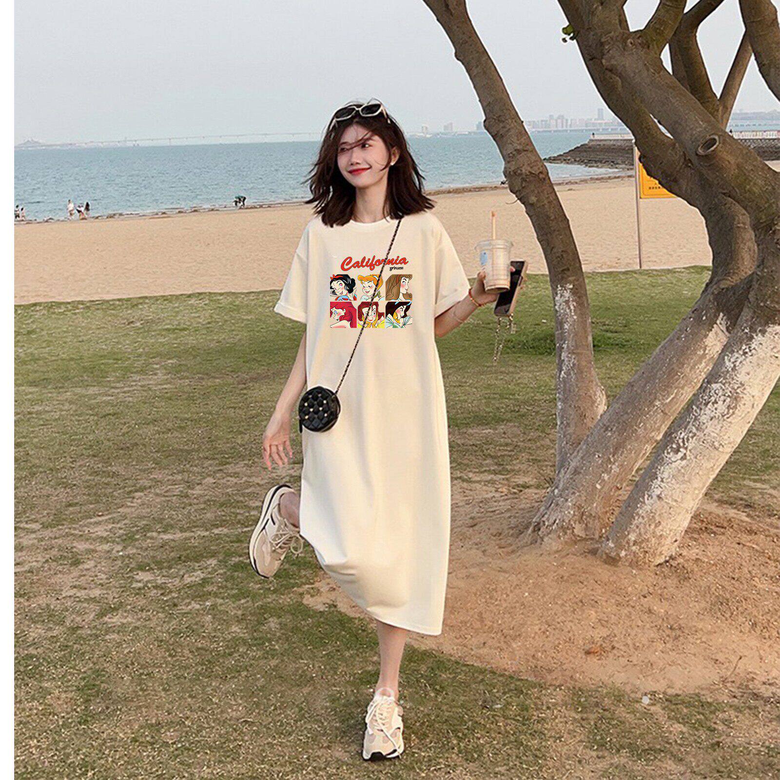 英国DHWA孕妇连衣裙夏装减龄2026新款时尚大码长裙宽松t恤裙子