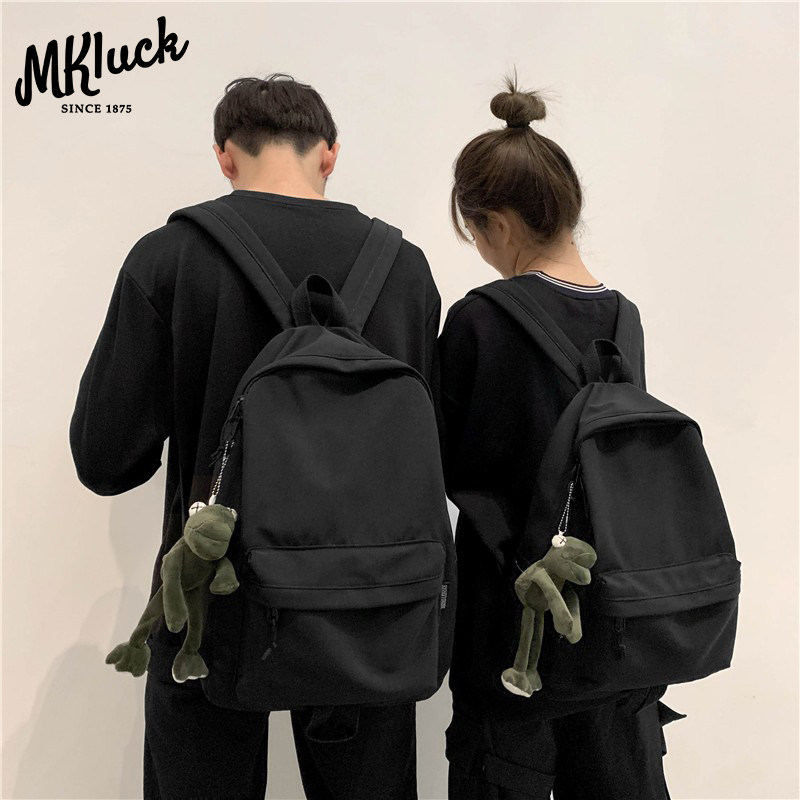 法国MKLUCK情侣包包2023新款学生书包潮简约日系大容量双肩包背包