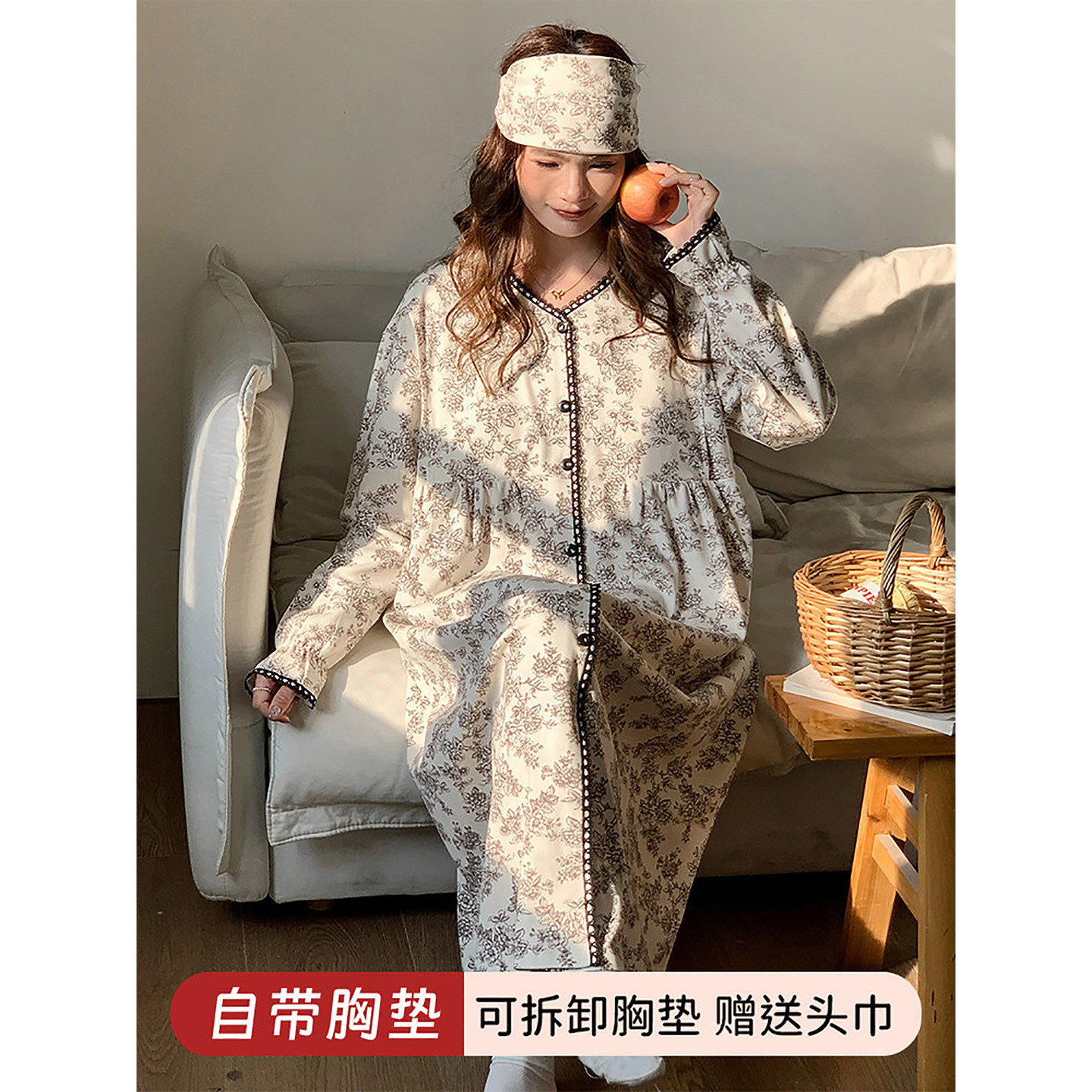 法国Uamtor月子服待产裙夏季带胸垫孕产后哺乳衣外穿大码孕妇睡裙