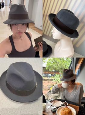 cookadaily人鱼同款小香风秋冬澳洲羊毛毡小檐卷边复古爵士礼帽女
