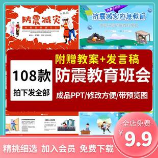 防震减灾防灾自然灾害地震预防主题自救互救安全教育内容PPT模版