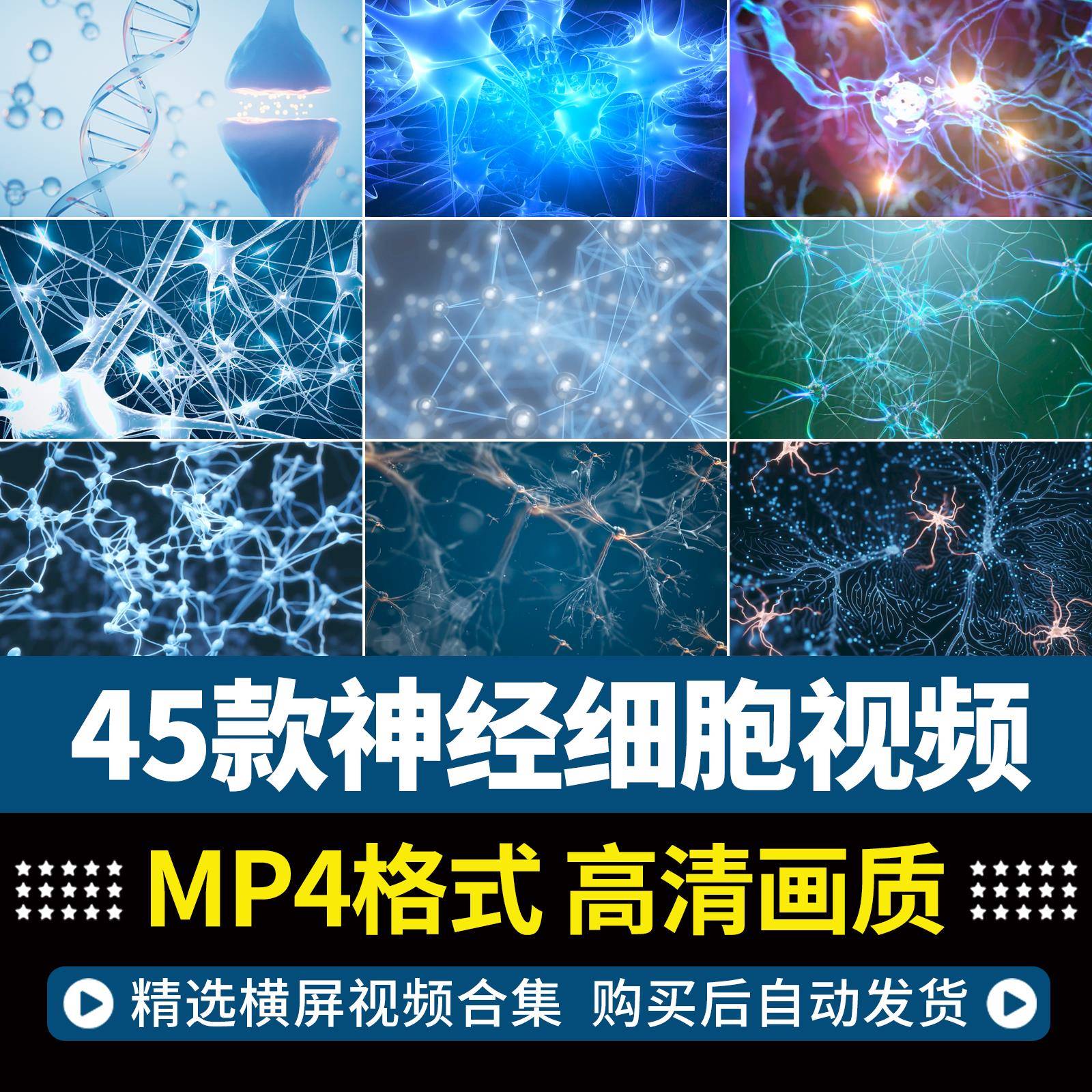 三维神经元细胞网络结构电脉冲生物科技医疗医学动画背景视频素材