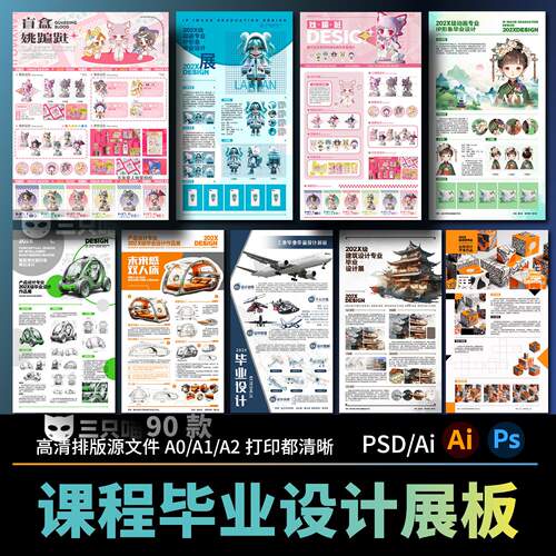 毕业设计展板PS模板PSD素材a0a1作品集文创产品工业ip人物ai设计