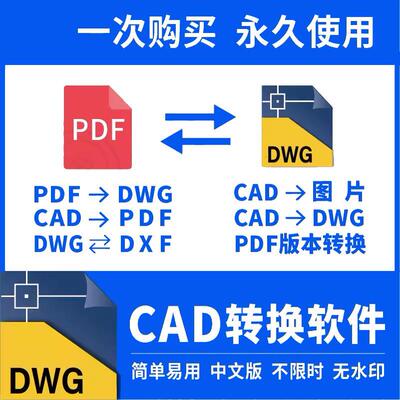 pdf转换cad转换器转pdf转图纸转图片转dwg转低版本软件插件