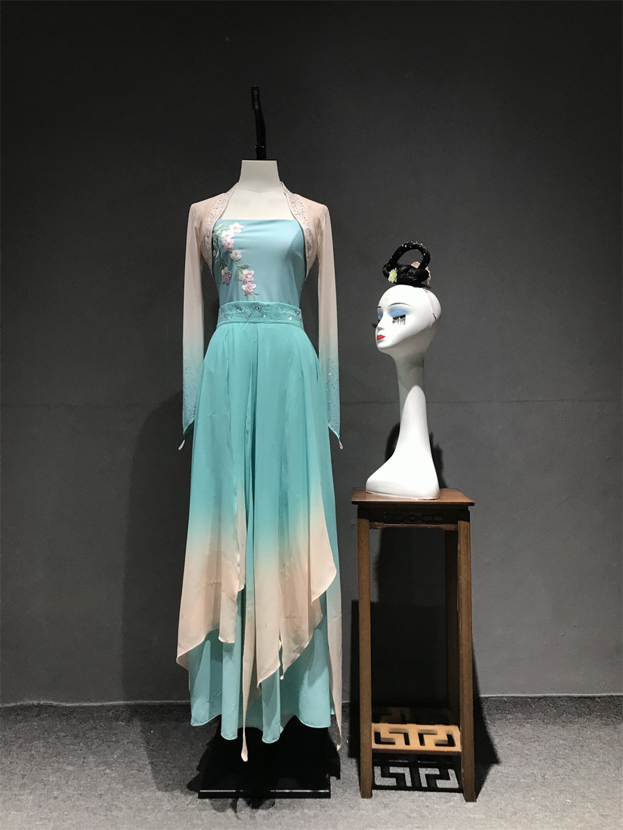 新款古典舞蹈演出服女流光同款独舞大摆裙裤成人艺考表演服装定制