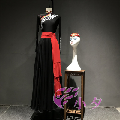 新款蒙古舞演出服大摆裙舞蹈服蒙族剧目服装蒙古舞练习裙女