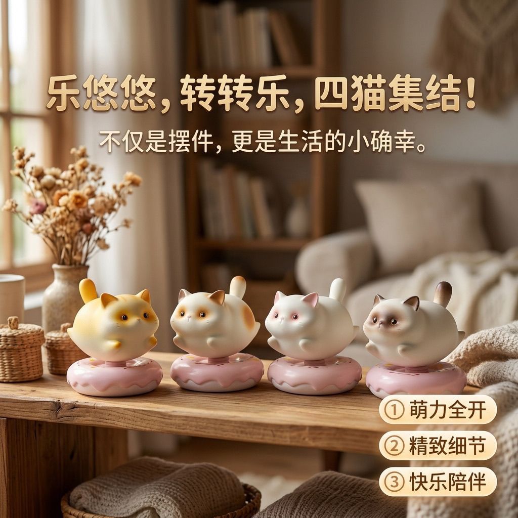 景德镇转转小猫创意乐悠悠转转小猫办公室治愈系景德镇陶瓷小玩意