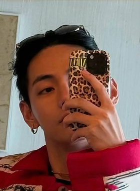 防弹少年团金泰亨get豹纹同款适用于iPhone16promax苹果手机壳bts韩团17promax皮革泡芙防摔高级感小众保护壳