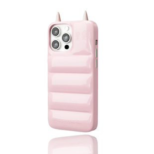 urban新款 13高级感iPhone16pro泡芙保护套 全包粉色小恶魔羽绒服适用于苹果15promax手机壳防摔14韩国爱豆同款