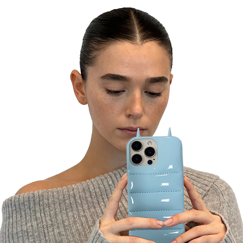 羽绒服小恶魔pu蓝色ins手机壳