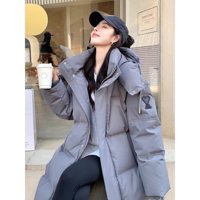 加厚灰色羽绒棉服女2025新款中长款今年流行的爆款冬装面包服外套
