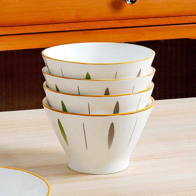 怀瑾小清新斗笠碗家用2025新款陶瓷米饭碗5英寸饭碗高脚碗釉下彩