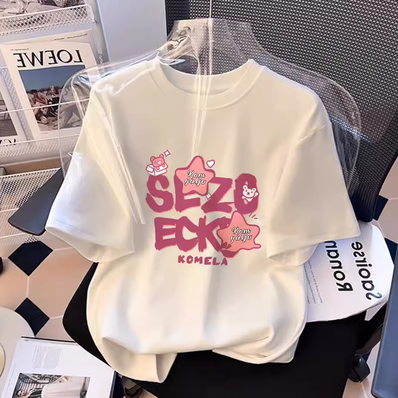 白色纯棉女童短袖t恤2026夏季新款童装儿童宽松上衣女孩衣服夏装