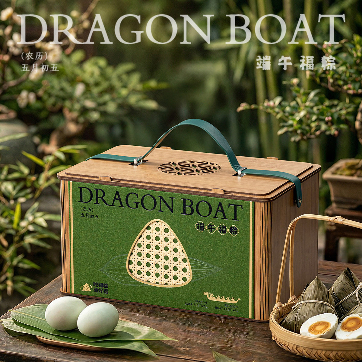 2026新款高档端午节粽子礼盒包装盒咸鸭蛋糕点粽子包装仿竹盒空盒
