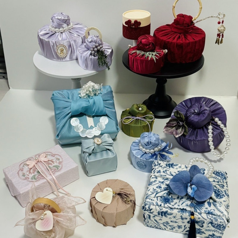 风吕敷伴手礼喜糖盒样品包 成品发货  大小4款包邮