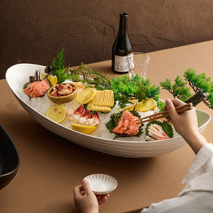 陶瓷刺身盘海鲜摆盘自助餐料理盘子酒店餐厅餐具海鲜冰盘拼盘