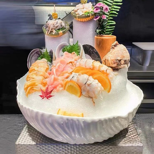 日式陶瓷刺身盘高端酒店意境餐具拼盘寿司海鲜姿造三文鱼冰盘商用