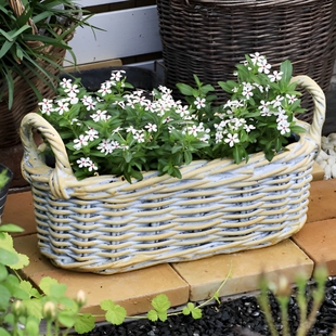 花盆户外花园庭院别墅阳台大号落地家居摆设装饰摆件仿藤编花盆