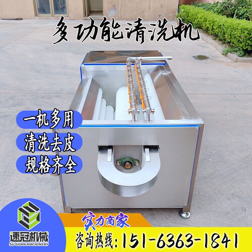 鱼类去鳞机 U型九辊毛刷清洗机 商用小型柑橘马蹄全自动清洗设备