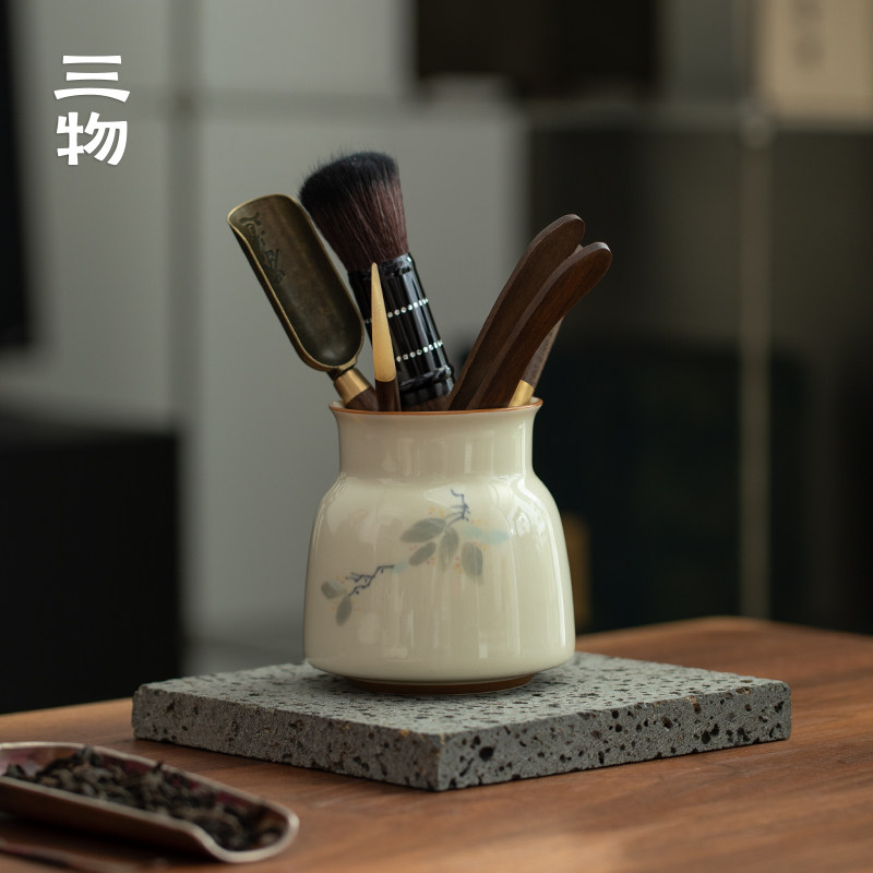 三物 清桂茶道六君子套装黑檀实木功夫茶具茶夹茶针泡茶工具配件