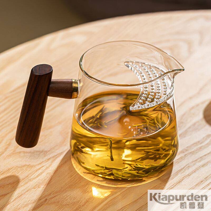 月牙杯过滤茶杯加厚一体式茶水分离专用主人杯高端绿茶玻璃公道杯