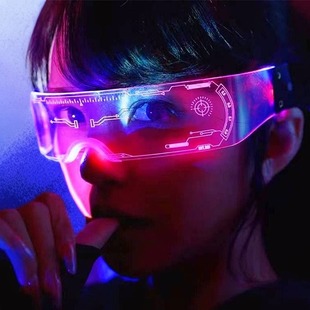 led科幻发光眼镜未来科技感眼镜网红拍照蹦迪赛博朋克儿童护目镜