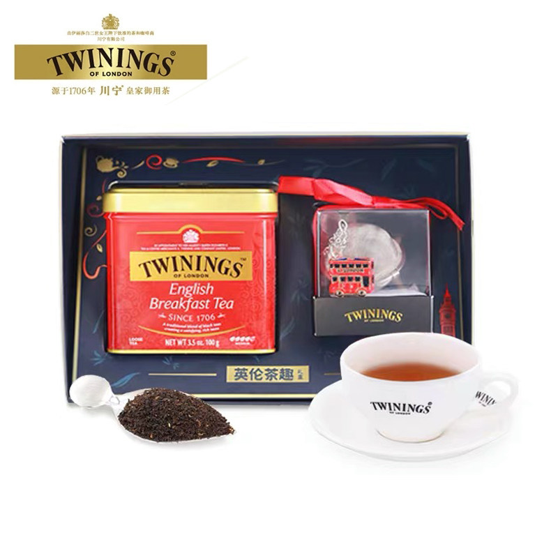 【李铢衔挚爱】Twinings川宁进口英式早餐红茶100g铁罐茶趣礼盒