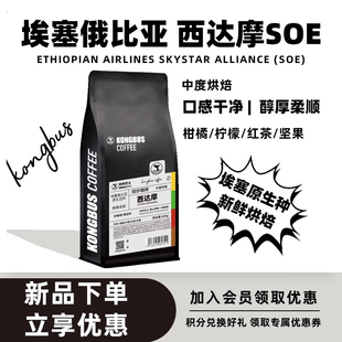 空杯巴士埃塞俄比亚西达摩日晒中度烘焙精品手冲美式 咖啡粉豆227g