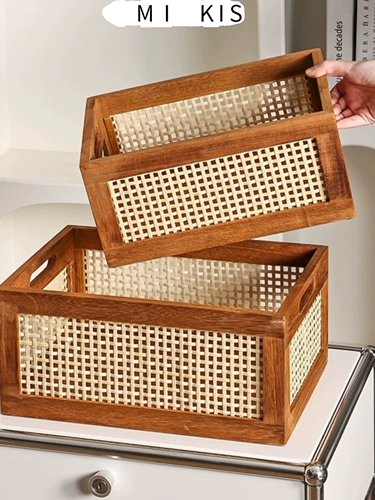 Большая настольная корзина для хранения, деревянная система хранения, игрушка, японская коробочка для хранения
